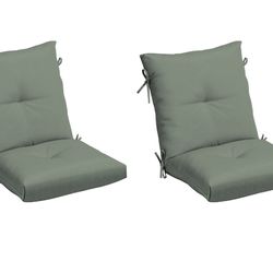 ARDEN earthFIBER Plush Modern Tufted Polyfill Dining Chair Cushion, Set of 2, 21 x 40, Water repellent, Fade Resistant, Sage Green Texture