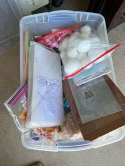 Box of craft supplies