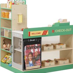 Wooden Kids Grocery Store Playset – Pretend Market w/ Checkout | Ages 3+