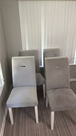Four dining tables, gray velvet with rhinestones
