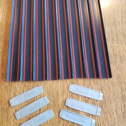 Vtg Mattel (For Toy Vehicles) Black & Red Striped  Straight Track (8) And Silver Connectors (6) 