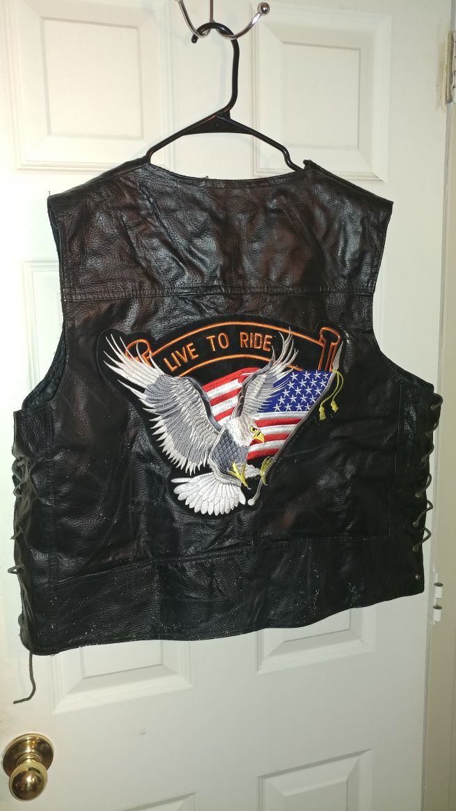 Leather American Eagle motorcycle vest