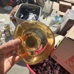 This appears to be a vintage iridescent glass bowl, possibly carnival glass