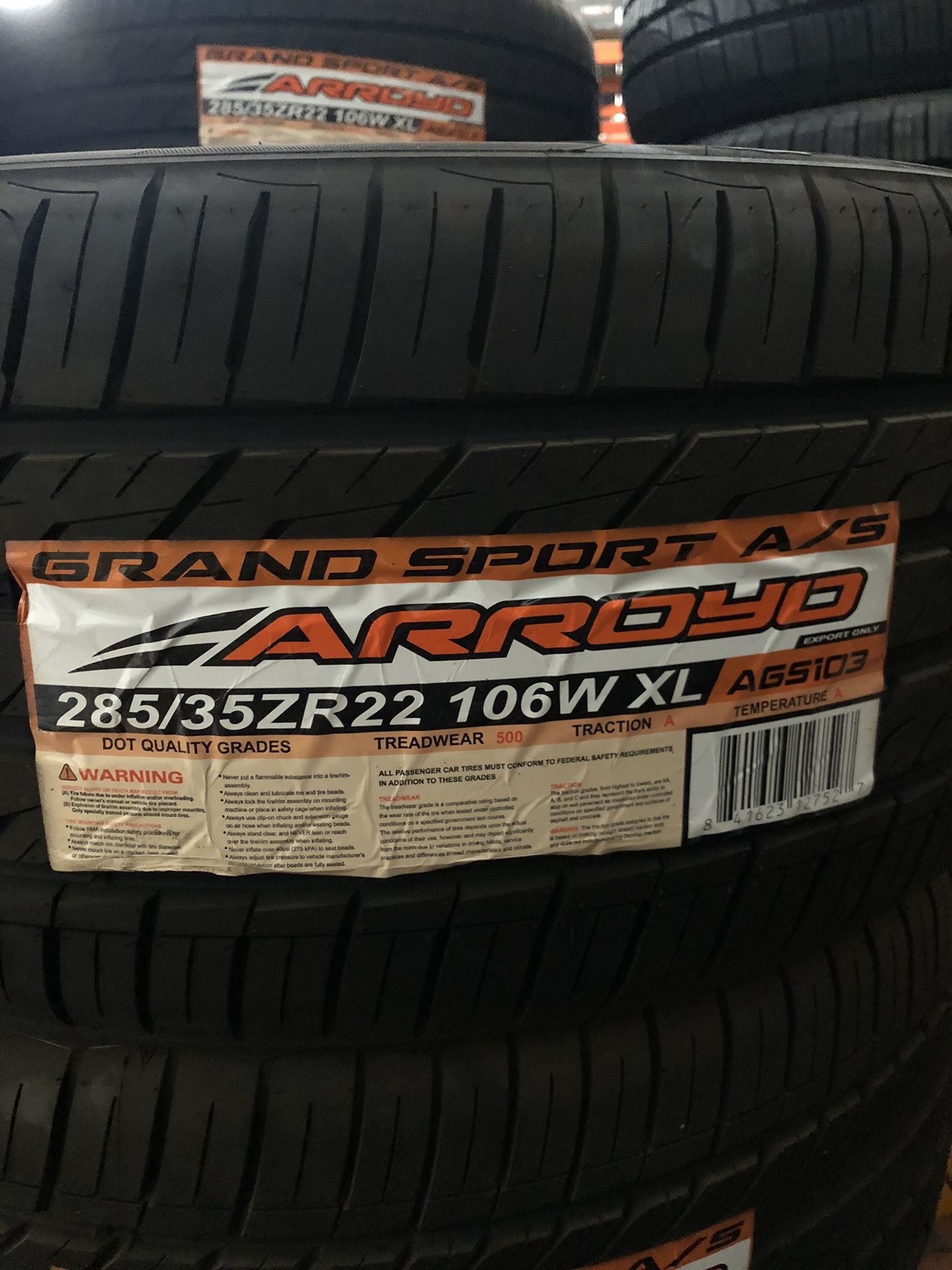 Brand New Tires (1) Arroyo Grand Sport A/S (285/35R22) (Single) ($129)
