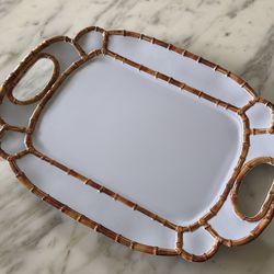 Tommy Bahama Bamboo Trim White Melamine Tray