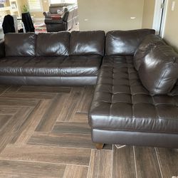 Brown Leather Sofa Chaise