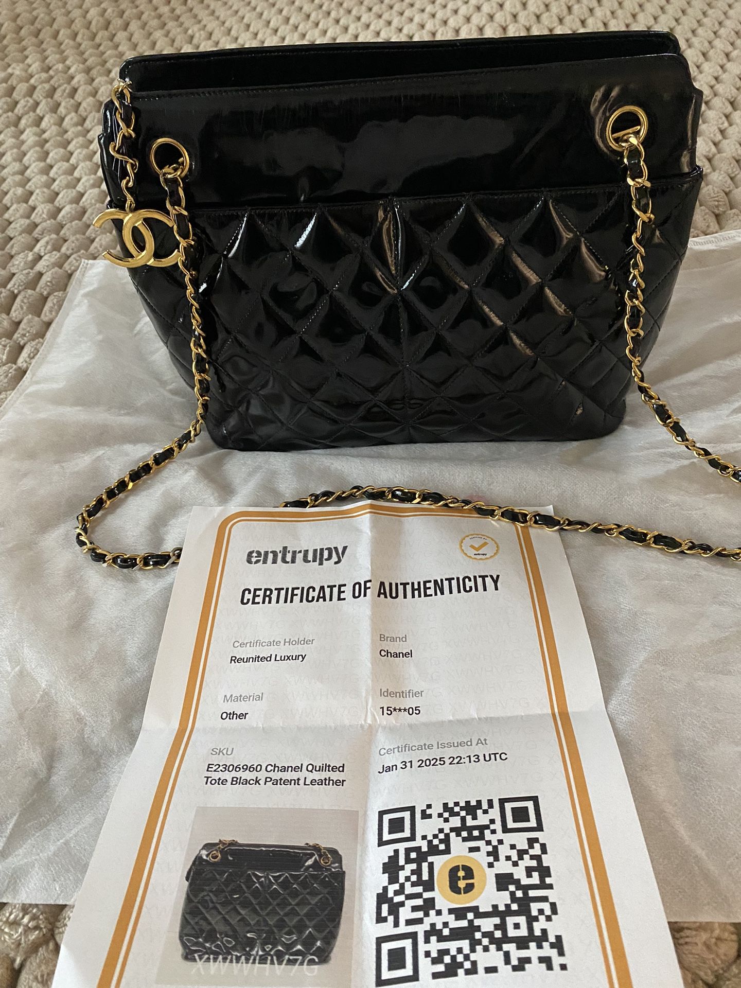 Chanel Black Patent Leather Tote Bag W/ 24K Plated Hardware