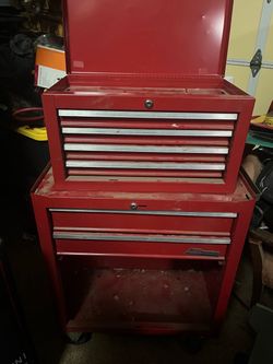Vintage 2-piece stackable red tool chest combo by Ace Hardware