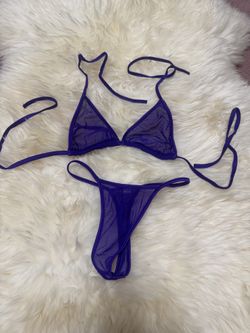 New one size purple mesh bikini y2k festival rave outfit lingerie raver dance