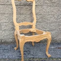 Ornate Carved Wooden Chair Frame - Unfinished