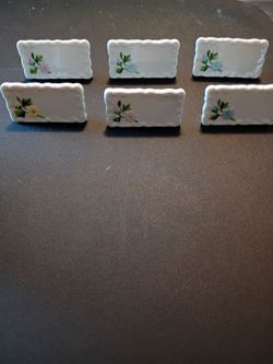Stafford bone in China porcelain square floral table place card set art Deco 6