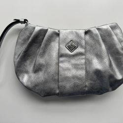 Simply Vera Vera Wang silver faux leather gathered wristlet clutch