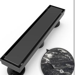 12 Inch Linear Shower Drain Rectangular Floor Drain With Accessories Reversible 2-In-1 Cover Tile Insert Grate Removable SUS304 Stainless Steel CUPC C