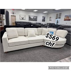 Boucle Fabric 2 Piece Sectional Sofa 