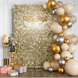 Light Gold Shimmer Sequins Wall Backdrop-22PCS