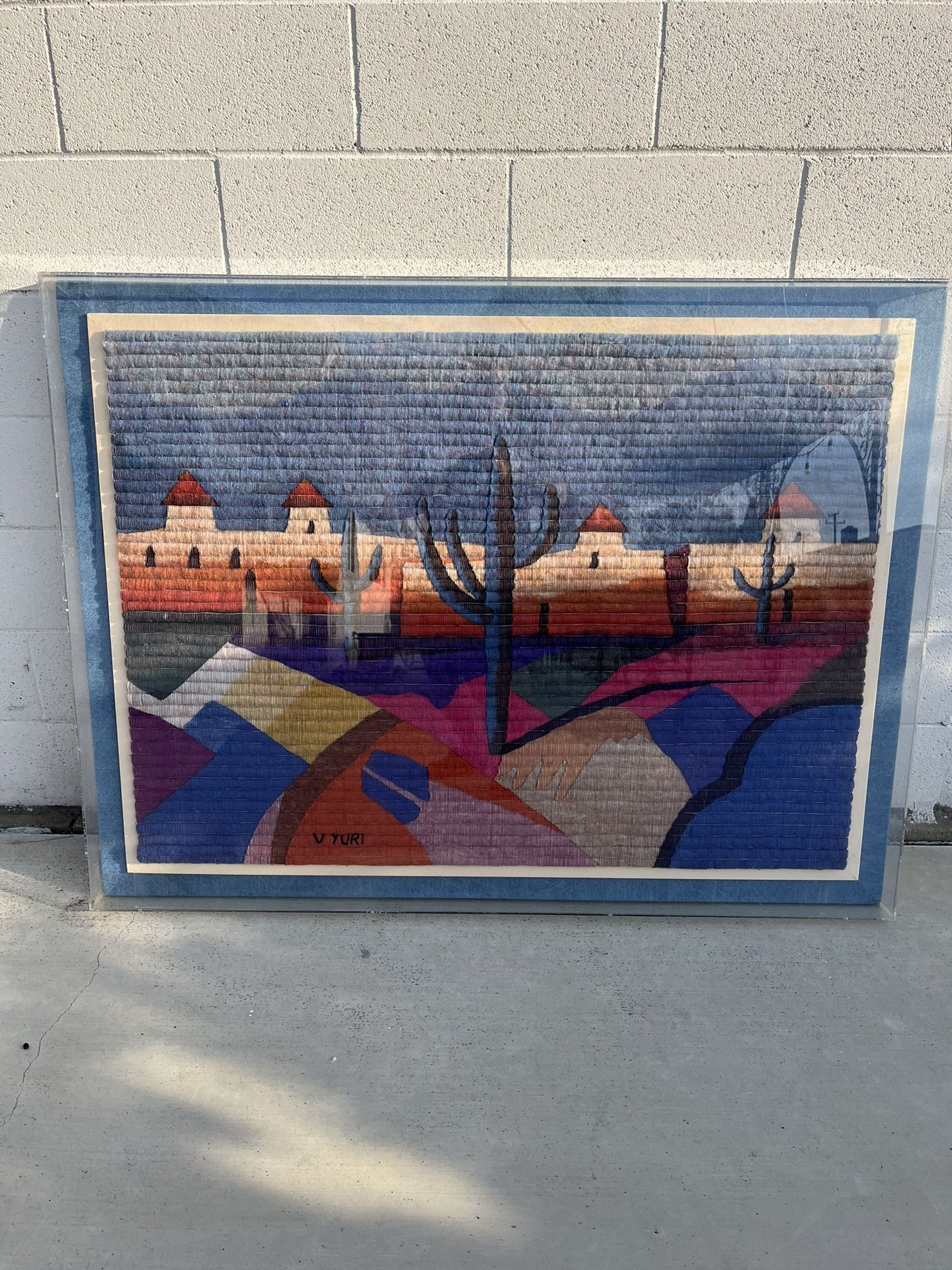 Antique Picture Made By Fabric And Covers By Acrylic 