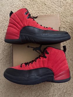 Size 12 (Worn once, damaged box) - Air Jordan 12 retro reverse flu game red suede