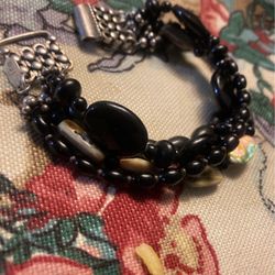 Black Onyx Mop & Sterling Bracelet 