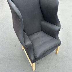 Restoration Hardware 1920's Gregorian Wingback Chair / Black Linen