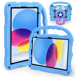 Kids Case for iPad A16 11th Generation (11-inch,2025)/ 10th Generation(10.9 Inch,2022)/ Air 5th/ 4th Gen 10.9”,360° Rotate Handle/Stand,Duty Military 