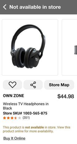 BRAND NEW NIB SEALED OWN ZONE Black Wireless TV Headphones