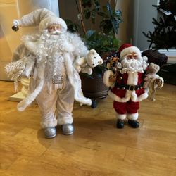 Christmas Santa Claus Figurines. 24” And 12”, Sold Together. 