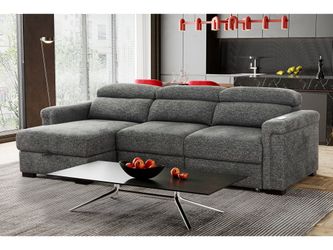Lucious Gray Double Slider Power Sectional Sofa w/ Storage LAF Chaise