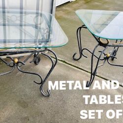 Metal And Glass Side Tables 
