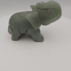 Vintage Miniature Aventurine Elephant Trunk Up For Good Luck 