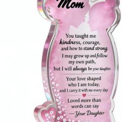 Regalos para mamá de hija, placa acrílica para mamá, decoración de escritorio de 5.1 x 2.7 pulgadas, regalos únicos para el día de la madre para mamá,