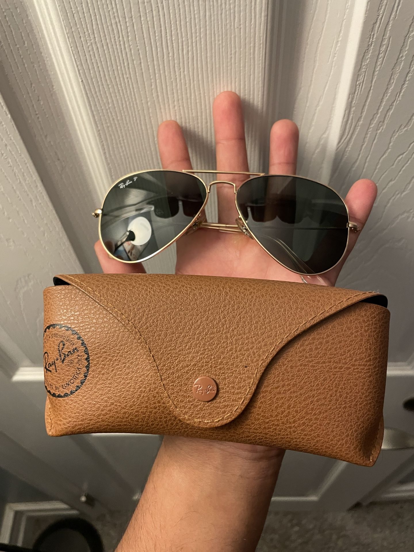 Rayban Gold Frame And Black Lens Polarized Sunglasses 