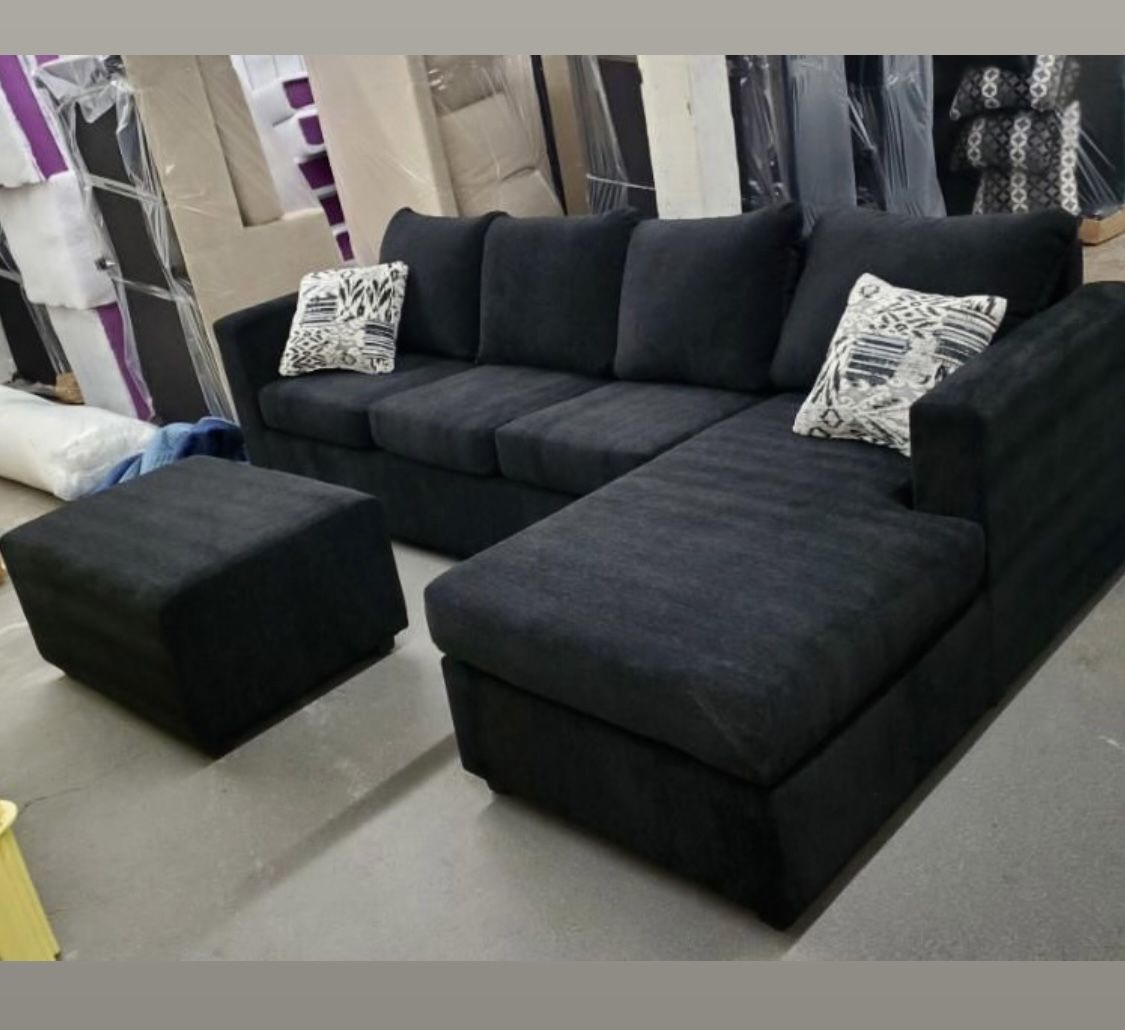 Black Sectional With Ottoman ‼️different Colors Available ‼️