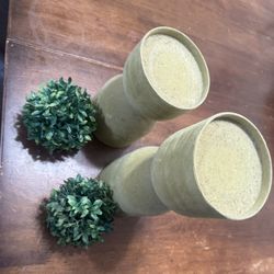 two Lime Green Candleholders