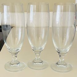 Glass goblets, 9 1/2” tall, 3 total.