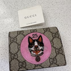 NIB Gucci GG Supreme Card Case Wallet with Bosco Patch Made in Italy