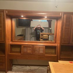 Solid Wood Queen Bed Unit W/ Dresser