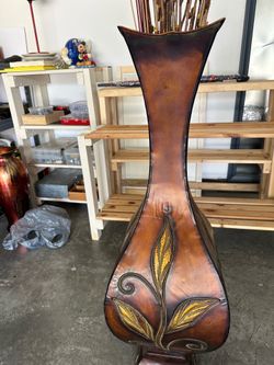 Tall large size metallic vase from Kirkland with stems 38”