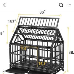 Heavy-Duty Metal Dog Cage in Brown Black - Medium 38 in.