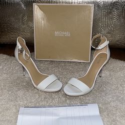 Very elegant Michael Kors Hutton Sandal leather stiletto heels optic white