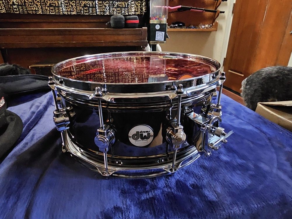 DW Brass Snare Drum With Case. Black Nickel Over Brass.