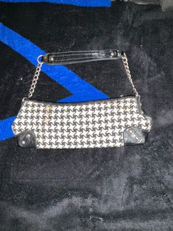 Houndstooth Mini Shoulder Bag with Chain Strap