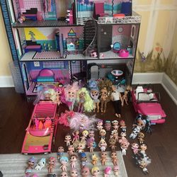 LOL DOLL HOUSE AND ALL SHOWN CARS & DOLLS INCLUDED 