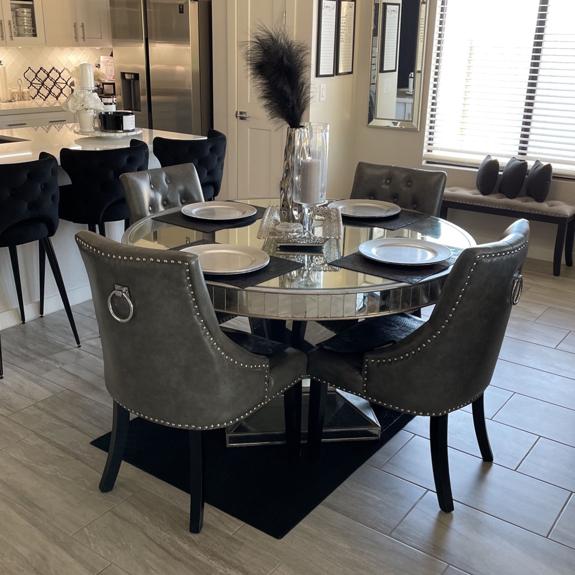 Mirrored Dining Table & Chairs