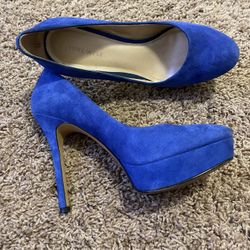 Blue Suede Platform Shoes 8