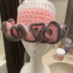Handmade Crotchet Ruffle Hat