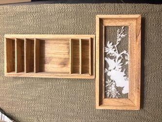 Wooden Desk Organizer and Decorative Tray Set