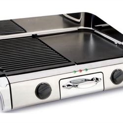 All-Clad Stainless Steel Removable Plate Electric Grill/Griddle, Silver.