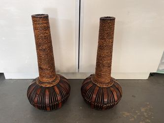 Decorative Floor Standing Wicker Flower Stands (2)