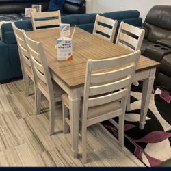 *President's Day Now*---Jessica Sophisticated Storage Dining Table Sets W/6 Chairs---Delivery And Financing Available🙌