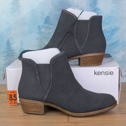 Kensie Gerona Perforated Suede Ankle Boots Dark Gray Size 8.5 NWT